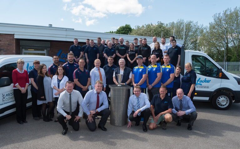 Warrington Wolves Players and Locker Group staff pictured art the press day for the Locker Cup