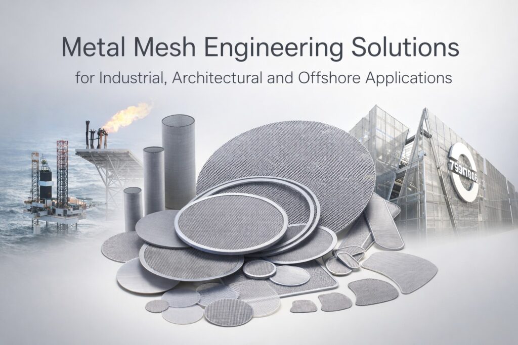 Metal mesh for industrial, architectural and offshore heatshielding applications
