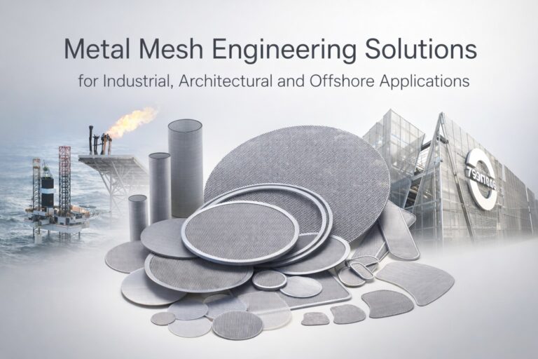 Metal mesh for industrial, architectural and offshore heatshielding applications